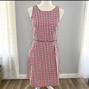Tommy Hilfiger Dress Shift Original Professional Pleated Plaid Navy Red